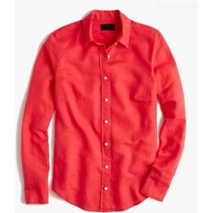J Crew women’s perfect shirt size 4 - coral red